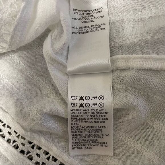 Lucky Brand White Lace Details Buttoned Down Flowy Shirt Sz-XS - Picture 12 of 15